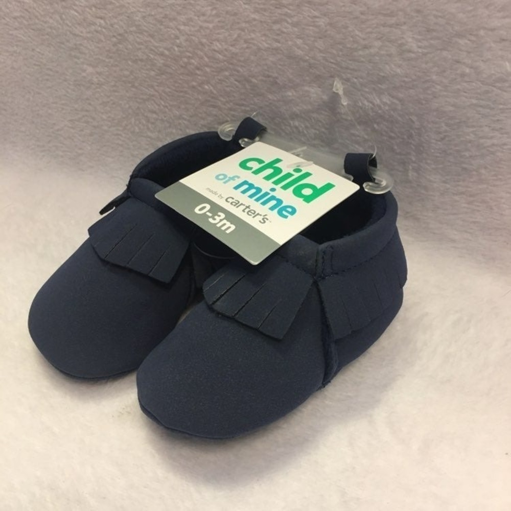 Child of Mine Moccasins Baby 3-6M Navy Blue NWT Fringe Soft Sole Crib Shoes